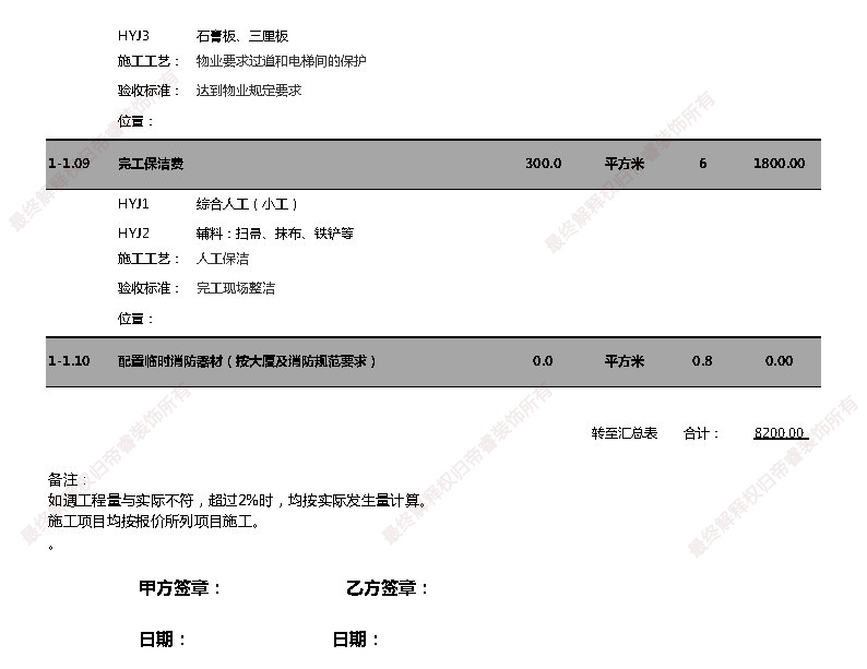 汗蒸館裝修預算表第二頁